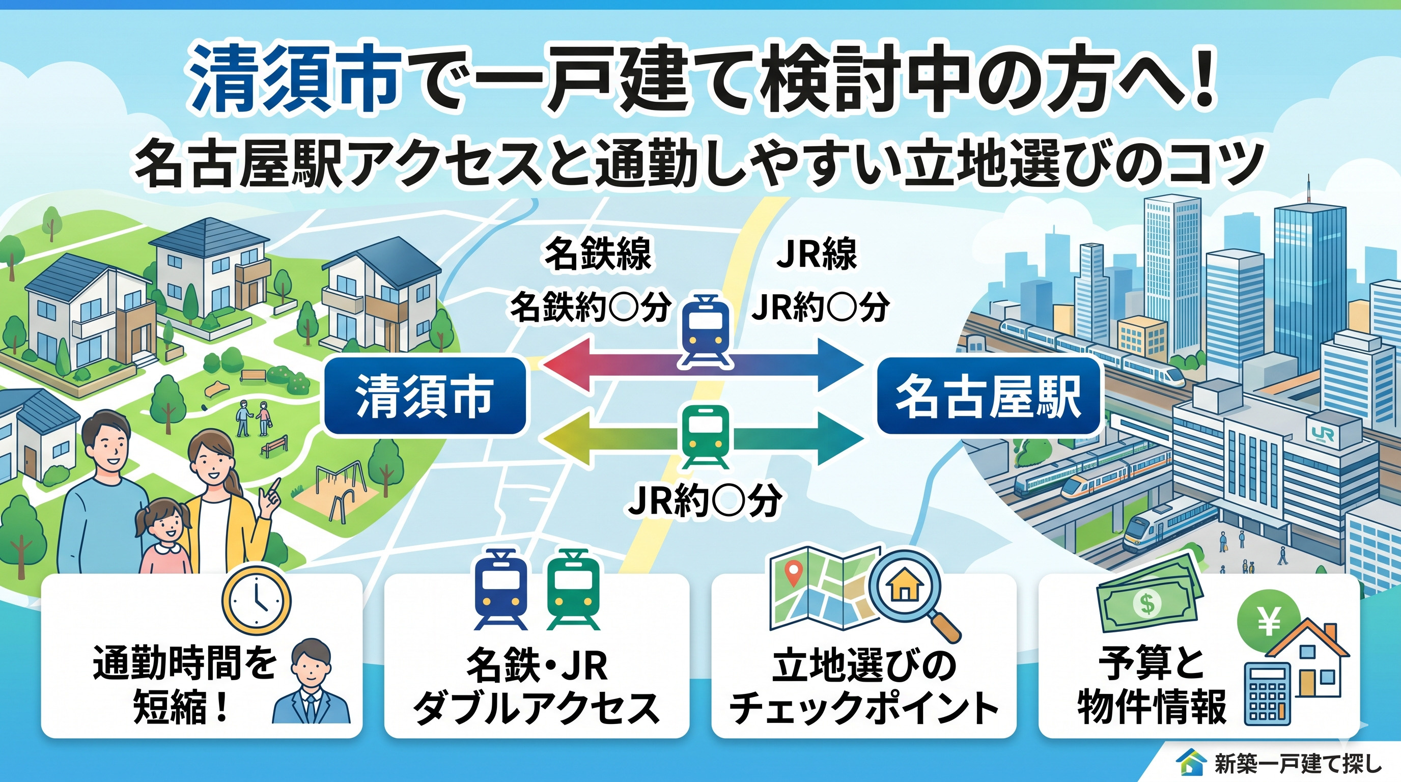 清須市で一戸建て検討中の方へ！名古屋駅アクセスと通勤しやすい立地選びのコツの画像