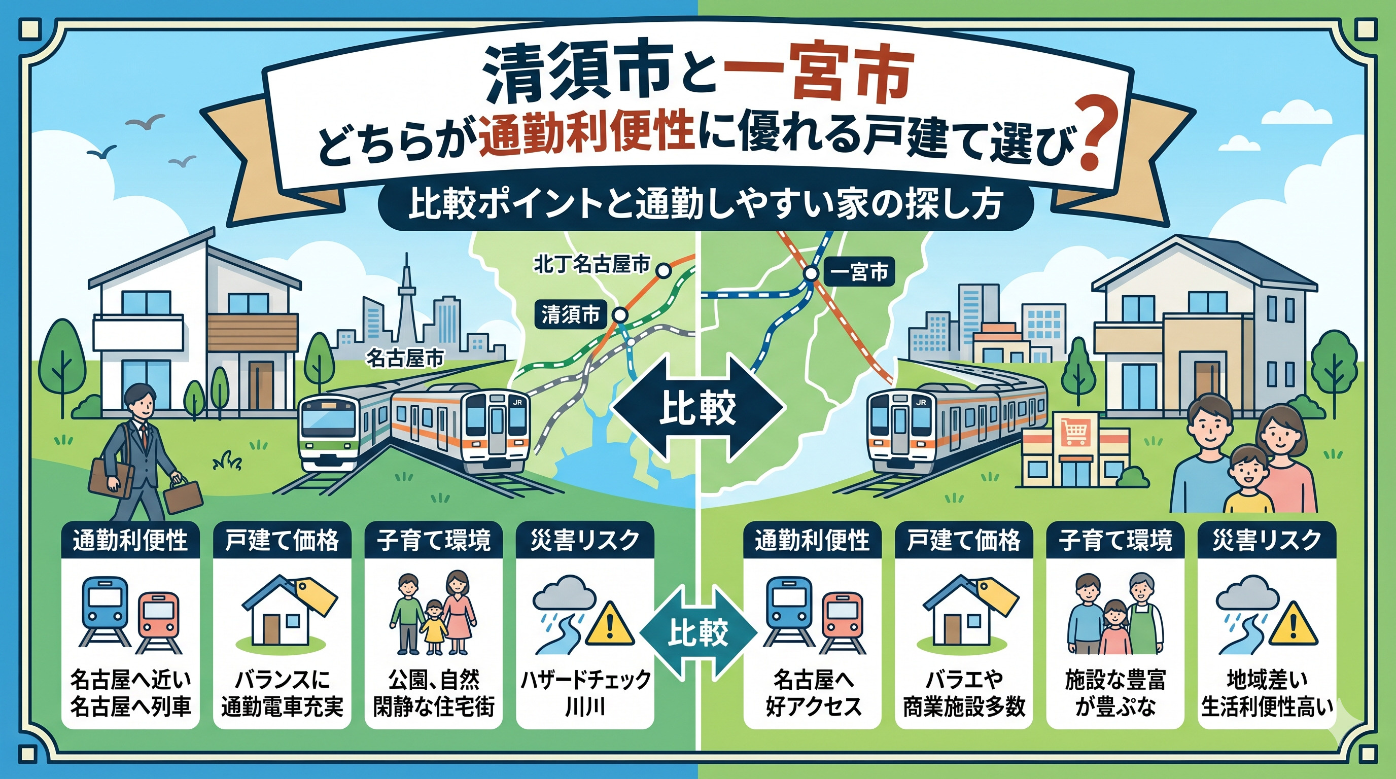 清須市と一宮市どちらが通勤利便性に優れる戸建て選び？比較ポイントと通勤しやすい家の探し方の画像