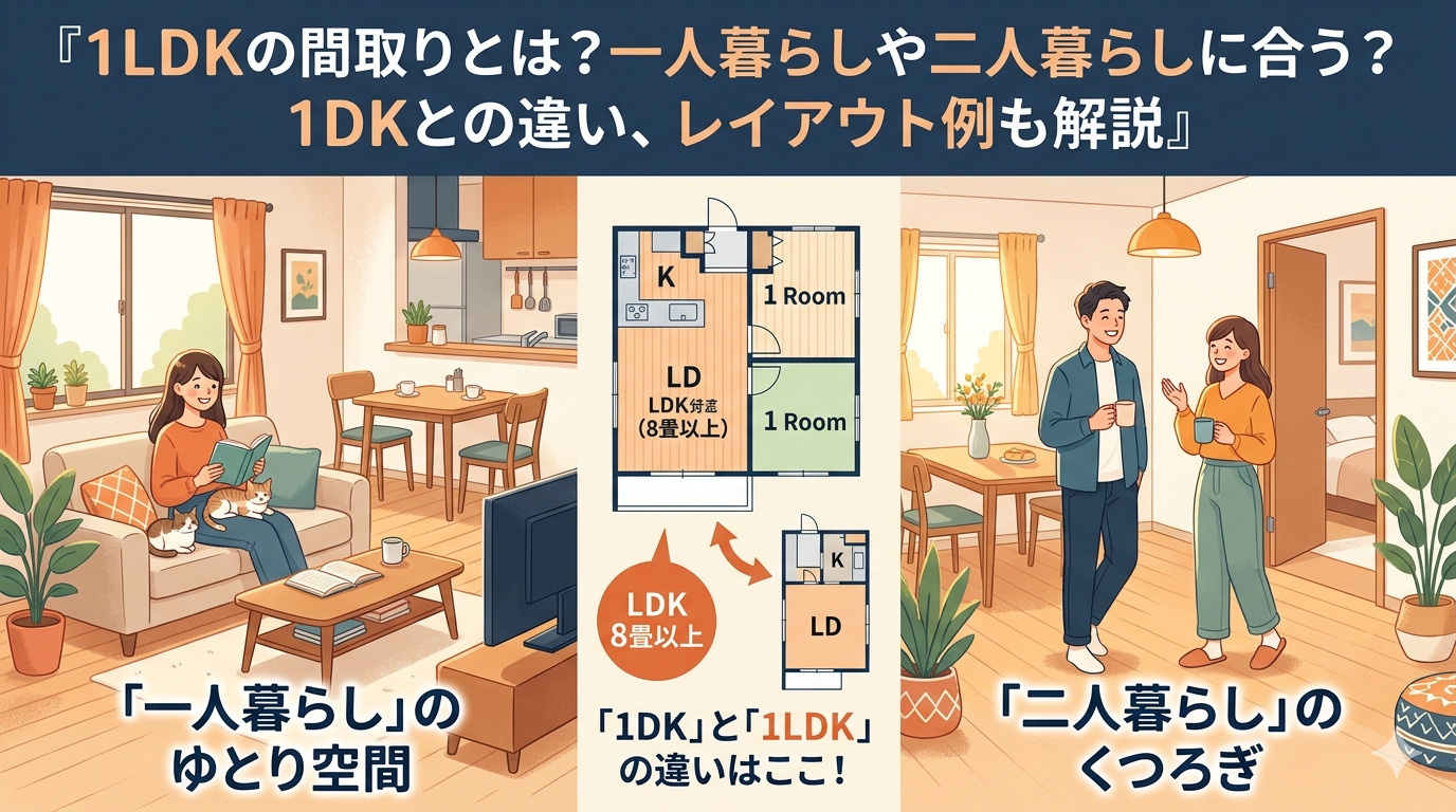 1LDKの間取りとは？一人暮らしや二人暮らしに合う？1DKとの違い、富永が解説の画像