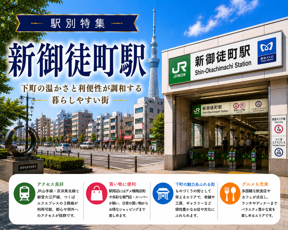 駅別特集｜新御徒町駅は住みやすい？賃貸相場・治安・交通アクセスを不動産会社が解説の画像