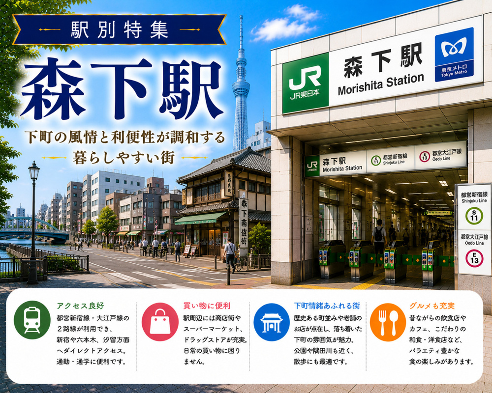 駅別特集｜森下駅は住みやすい？賃貸相場・治安・交通アクセスを不動産会社が解説の画像