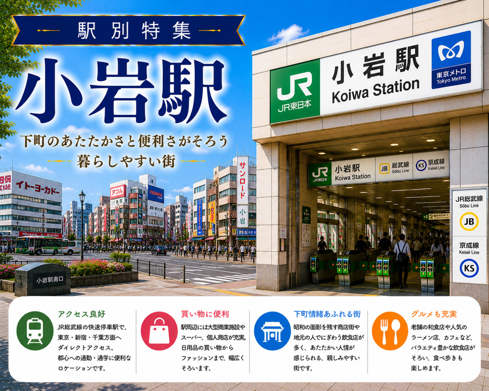 駅別特集｜小岩駅は住みやすい？賃貸相場・治安・交通アクセスを不動産会社が解説の画像
