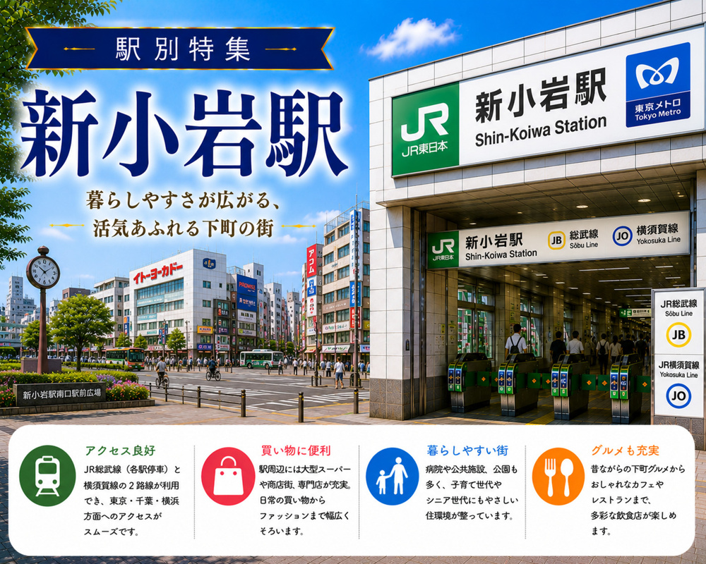駅別特集｜新小岩駅は住みやすい？賃貸相場・治安・交通アクセスを不動産会社が解説の画像