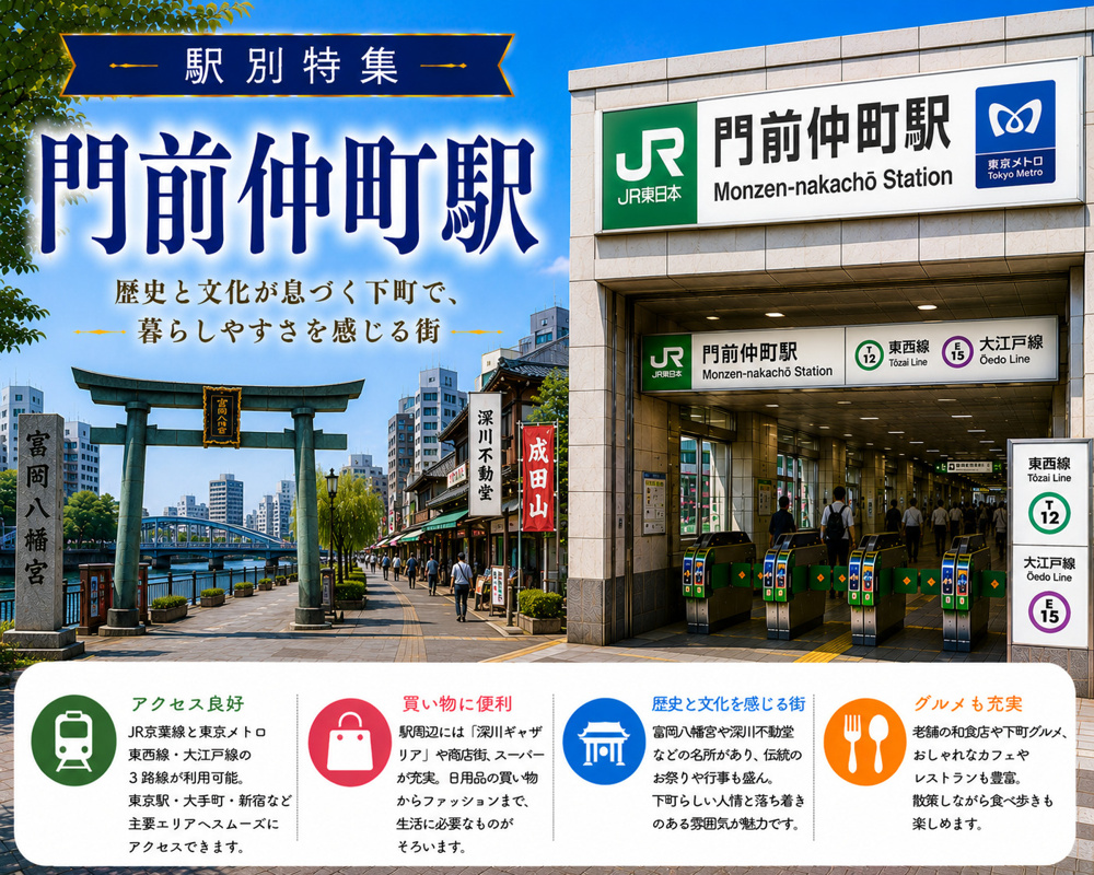 駅別特集｜門前仲町駅は住みやすい？賃貸相場・治安・交通アクセスを不動産会社が解説の画像
