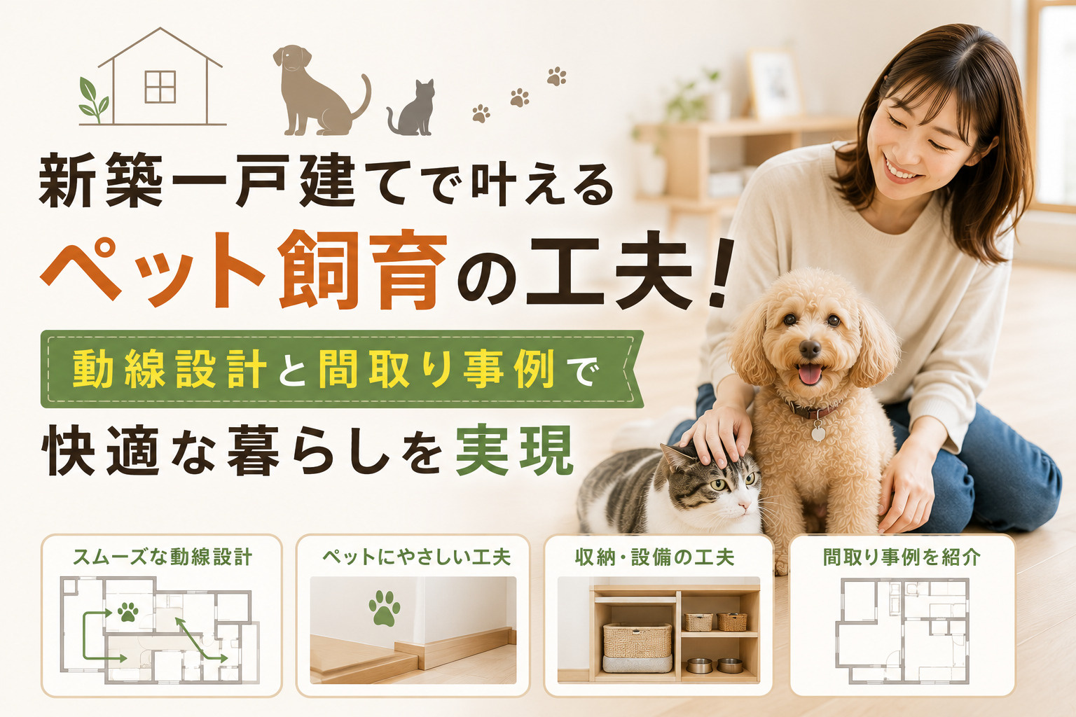 新築一戸建てで叶えるペット飼育の工夫！動線設計と間取り事例で快適な暮らしを実現の画像