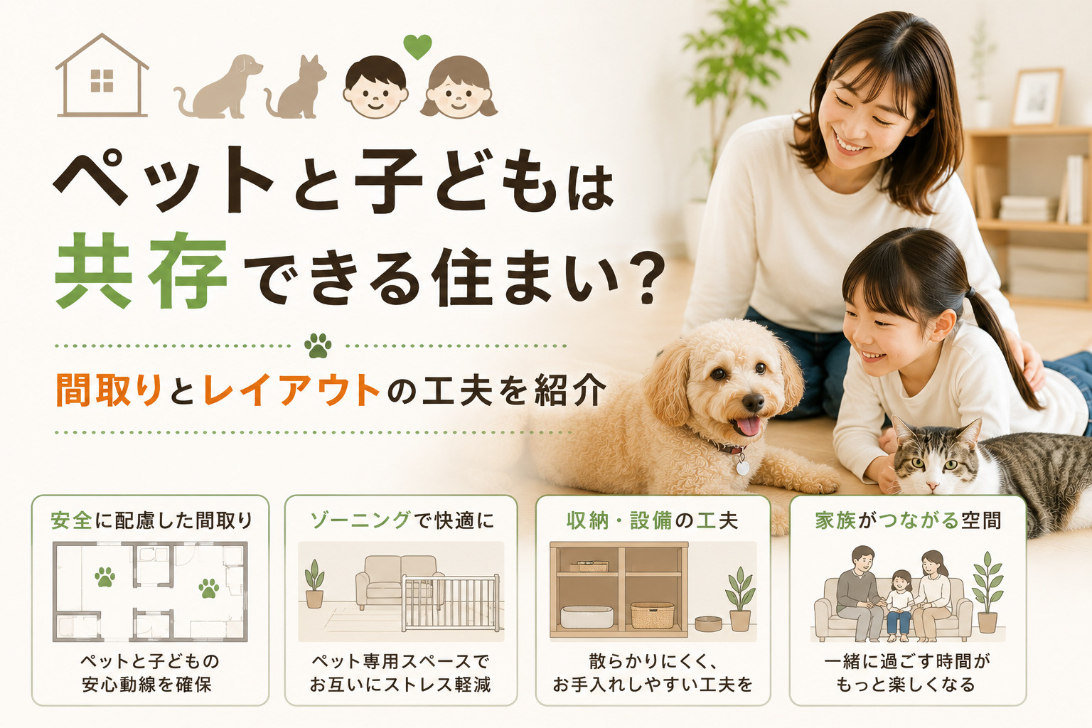 ペットと子どもは共存できる住まい？間取りとレイアウトの工夫を紹介の画像