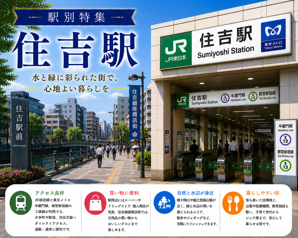 駅別特集｜住吉駅は住みやすい？賃貸相場・治安・交通アクセスを不動産会社が解説の画像
