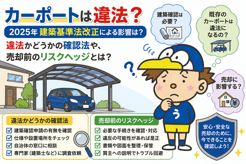 カーポートは違法になるのか？建築基準法2025年改正と遡及や売却リスクを解説の画像