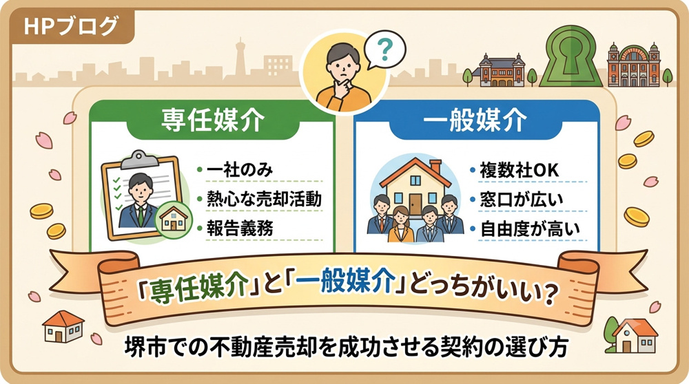 「専任媒介」と「一般媒介」どっちがいい？堺市での不動産売却を成功させる契約の選び方の画像