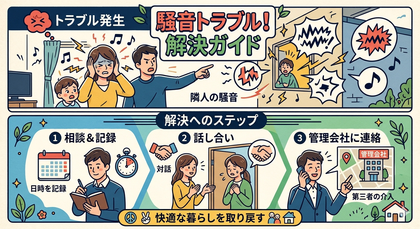隣人・騒音トラブルが解決しないとき、最終的にどうすればいい？管理会社→法的手段→引越しまでの全手順の画像