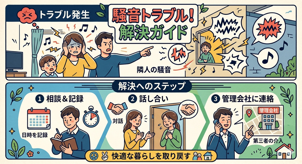 隣人・騒音トラブルが解決しないとき、最終的にどうすればいい？管理会社→法的手段→引越しまでの全手順の画像