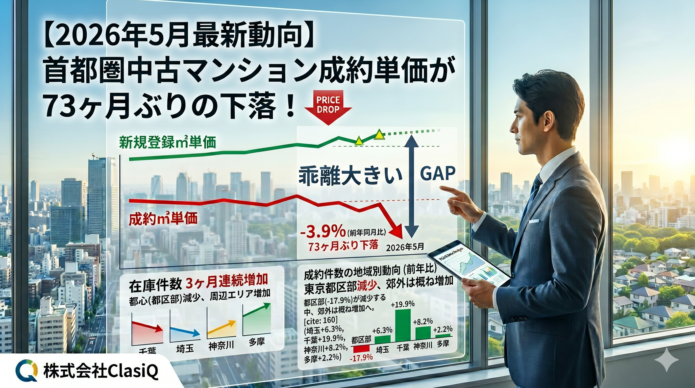 【2026年5月最新動向】首都圏中古マンション成約単価が73ヶ月ぶりの下落！売り手と買い手のギャップから読み解く市場の行方の画像