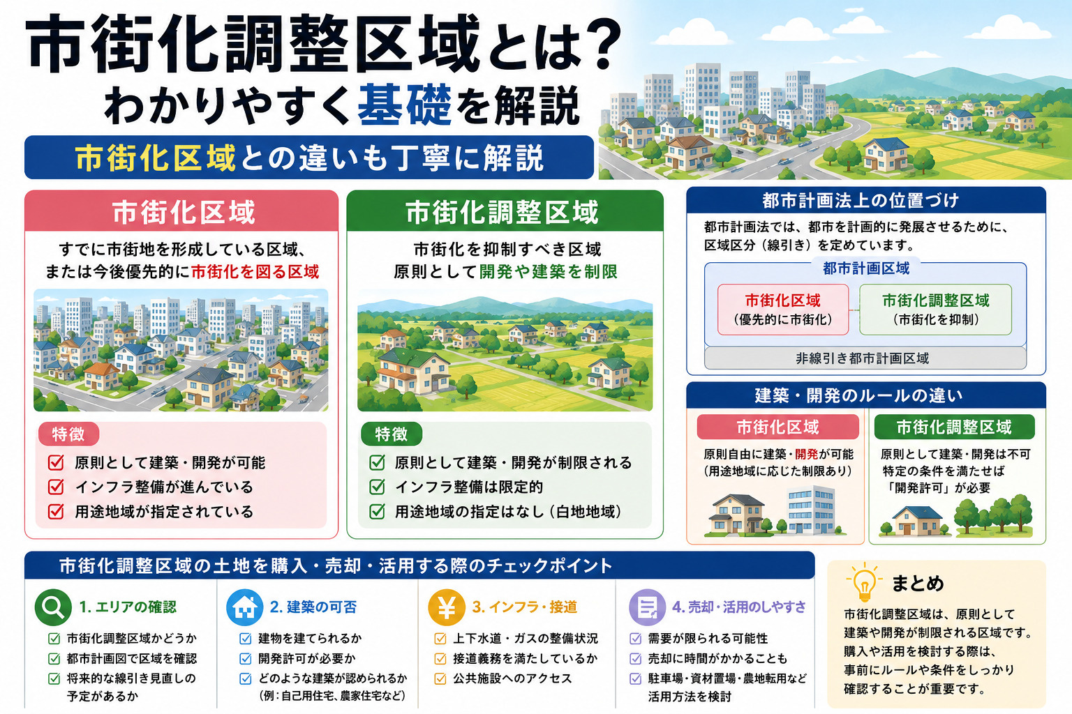 市街化調整区域とは？わかりやすく基礎を解説市街化区域との違いも丁寧に解説の画像