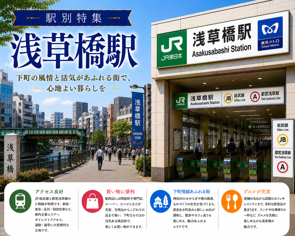 駅別特集｜浅草橋駅は住みやすい？賃貸相場・治安・交通アクセスを不動産会社が解説の画像