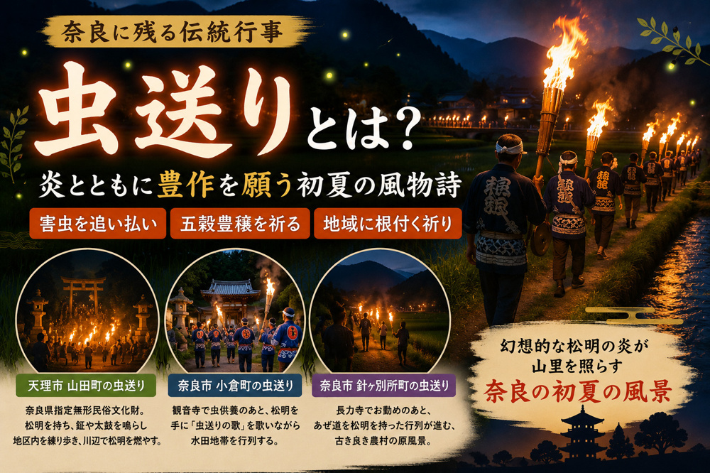 奈良に残る「虫送り」とは？炎とともに豊作を願う初夏の伝統行事の画像