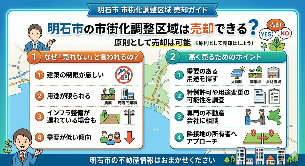 明石市の市街化調整区域が売れないと言われる理由とは？売却成功のポイントを紹介の画像