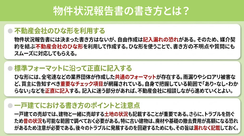 物件状況報告書の書き方とは？