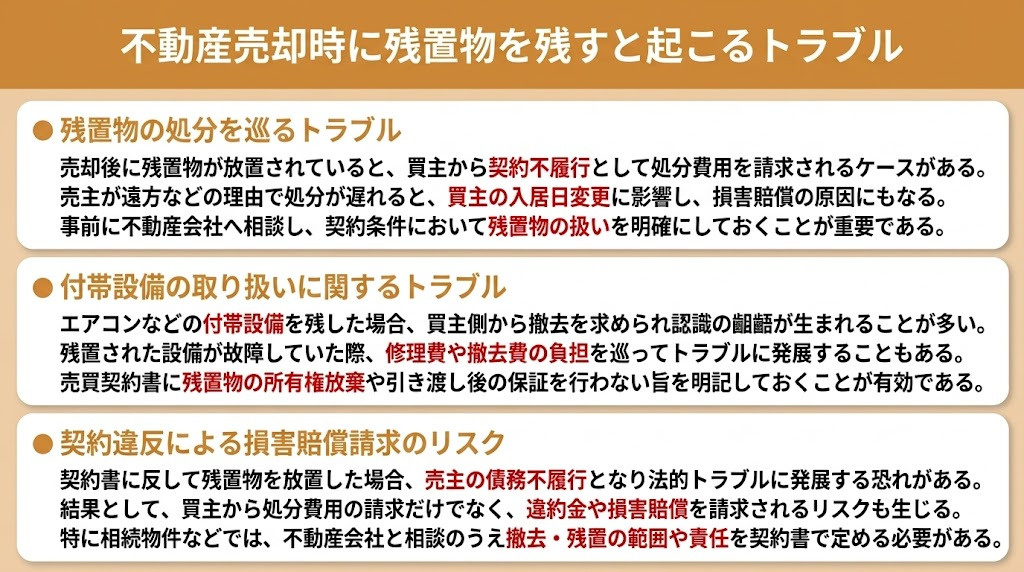 不動産売却時に残置物を残すと起こるトラブル