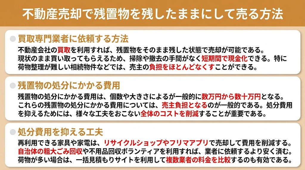 不動産売却で残置物を残したままにして売る方法