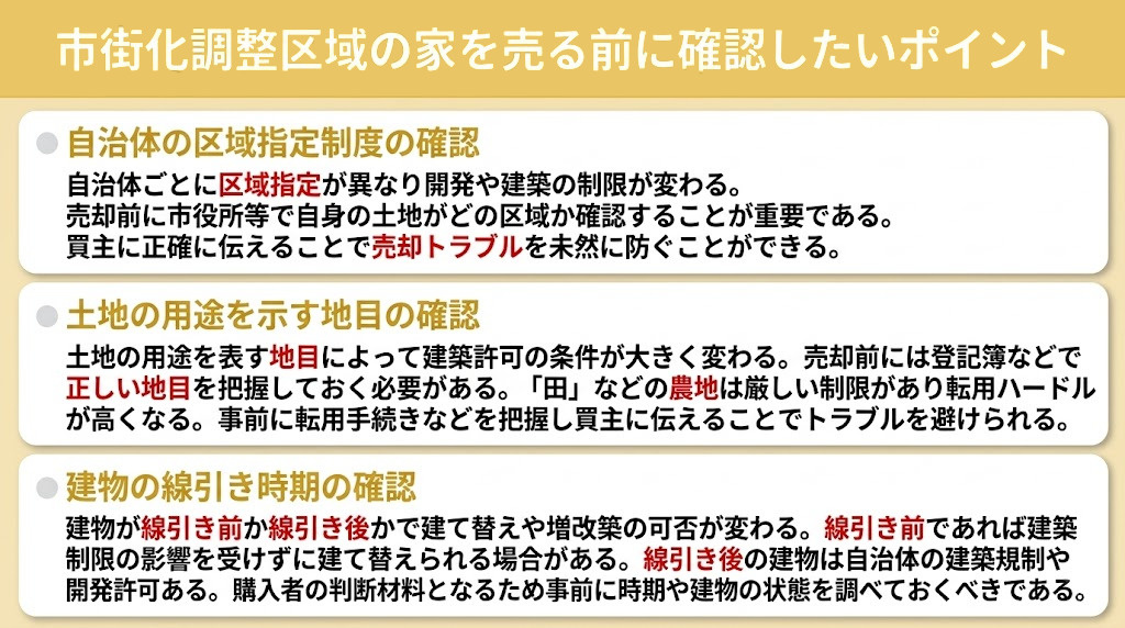 市街化調整区域の家を売る前に確認したいポイント