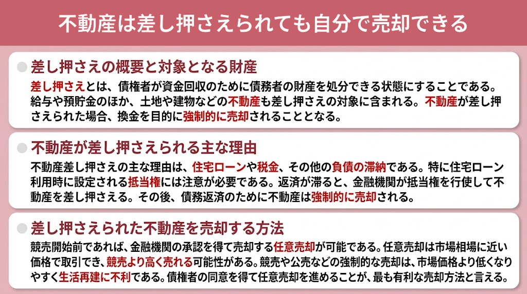 不動産は差し押さえられても自分で売却できる