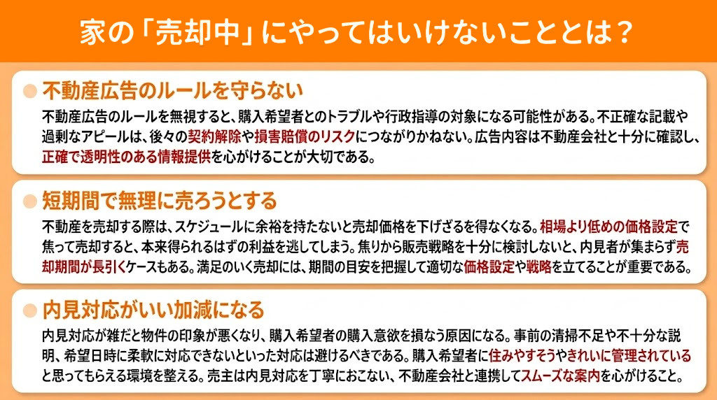 家の「売却中」にやってはいけないこととは？