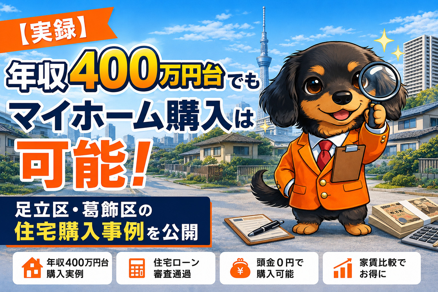 年収400万円台でマイホームを購入した実例を紹介するオヤスク.comの住宅購入サポート記事