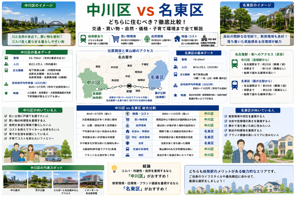 名古屋の人気エリア対決「中川区」VS「名東区」どちらがオススメ？の画像