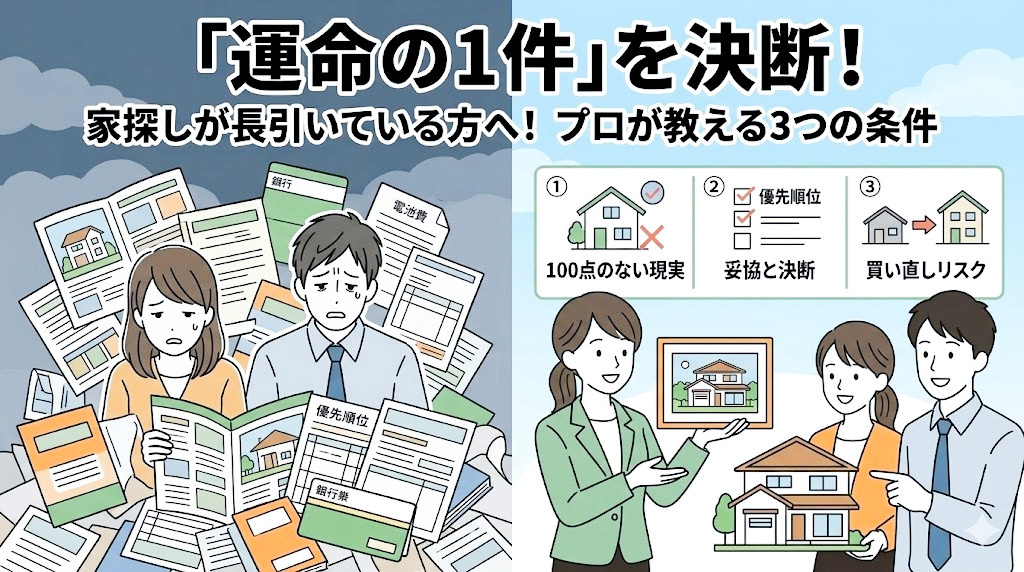家探しが長引いている方へ！ プロが教える「運命の1件」を決断するための3つの条件の画像