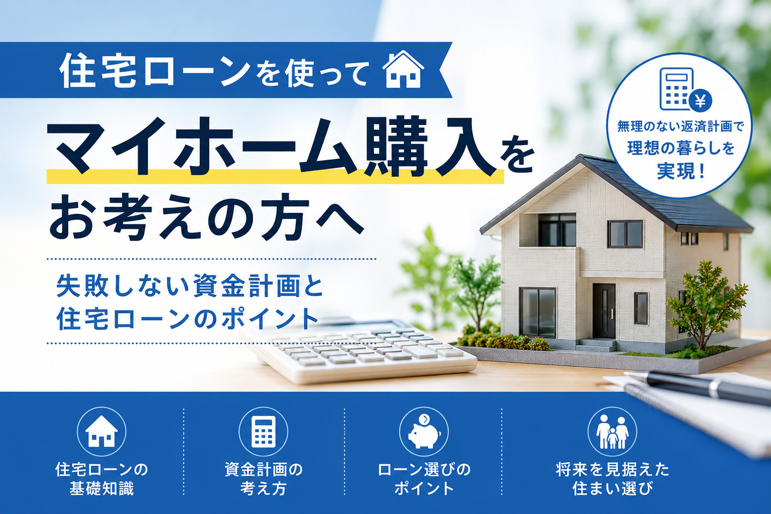 住宅ローンでマイホーム購入をお考えの方へ｜失敗しない資金計画と住宅ローンのポイントの画像