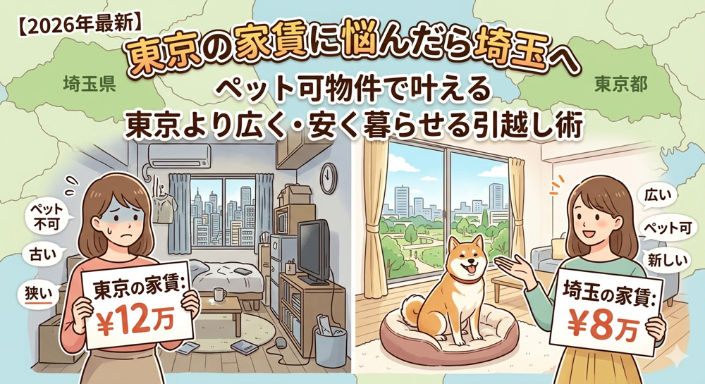 東京の家賃に悩んだら埼玉へ｜ペット可物件で叶える東京より広く・安く暮らせる引越し術【2026年最新】の画像
