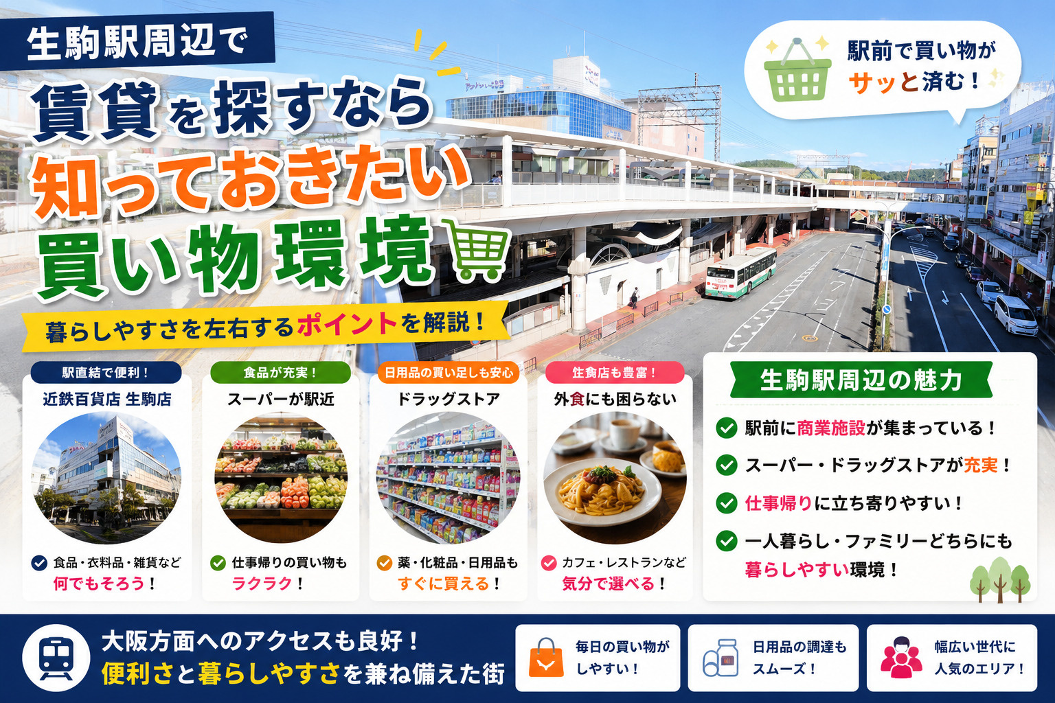 生駒駅周辺で賃貸を探すなら知っておきたい買い物環境の画像