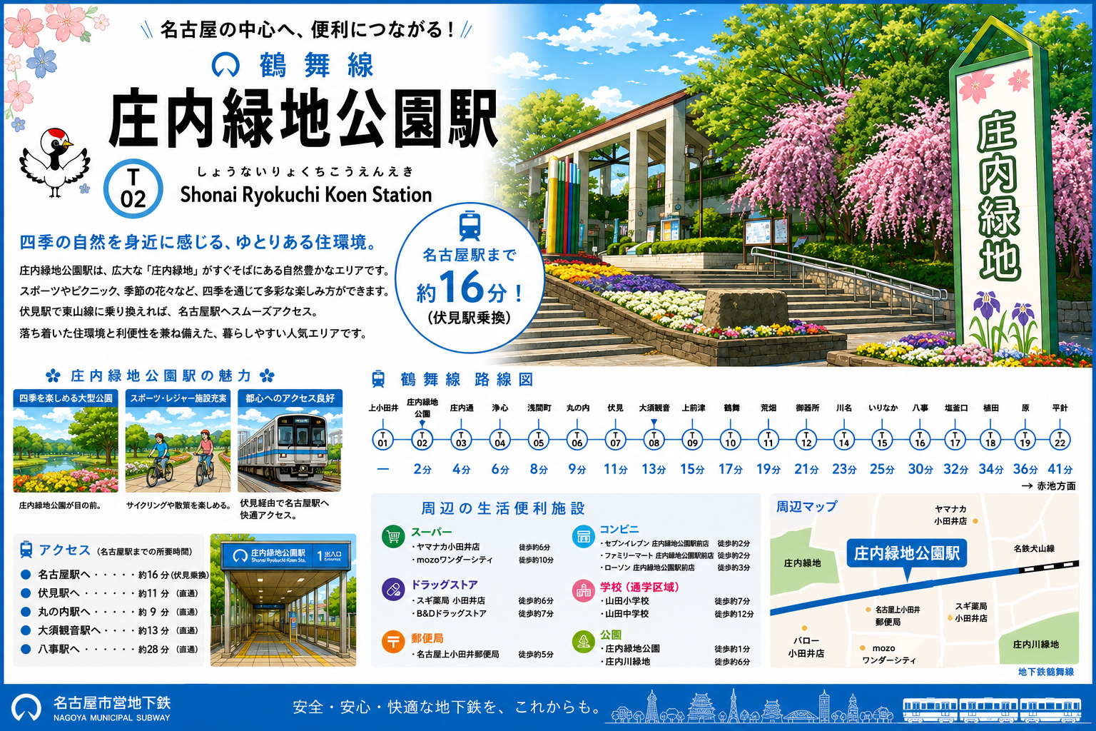 地下鉄鶴舞線「庄内緑地公園」駅 周辺のエリア情報の画像