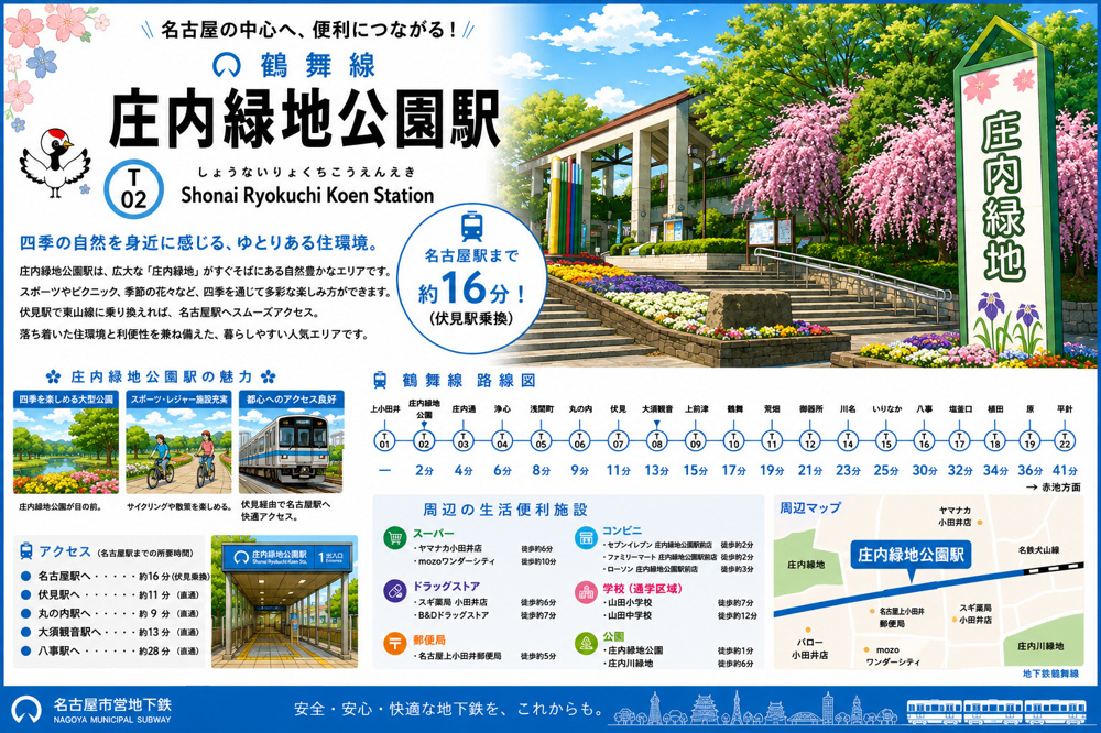 地下鉄鶴舞線「庄内緑地公園」駅 周辺のエリア情報の画像
