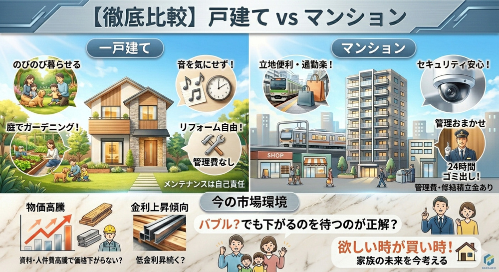 【どっちが正解？】買うなら戸建てvsマンション！メリット・デメリットを徹底比較の画像