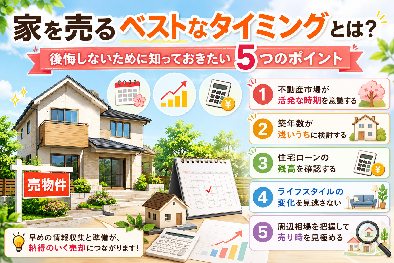 家を売るベストなタイミングとは？後悔しないために知っておきたい5つのポイントの画像