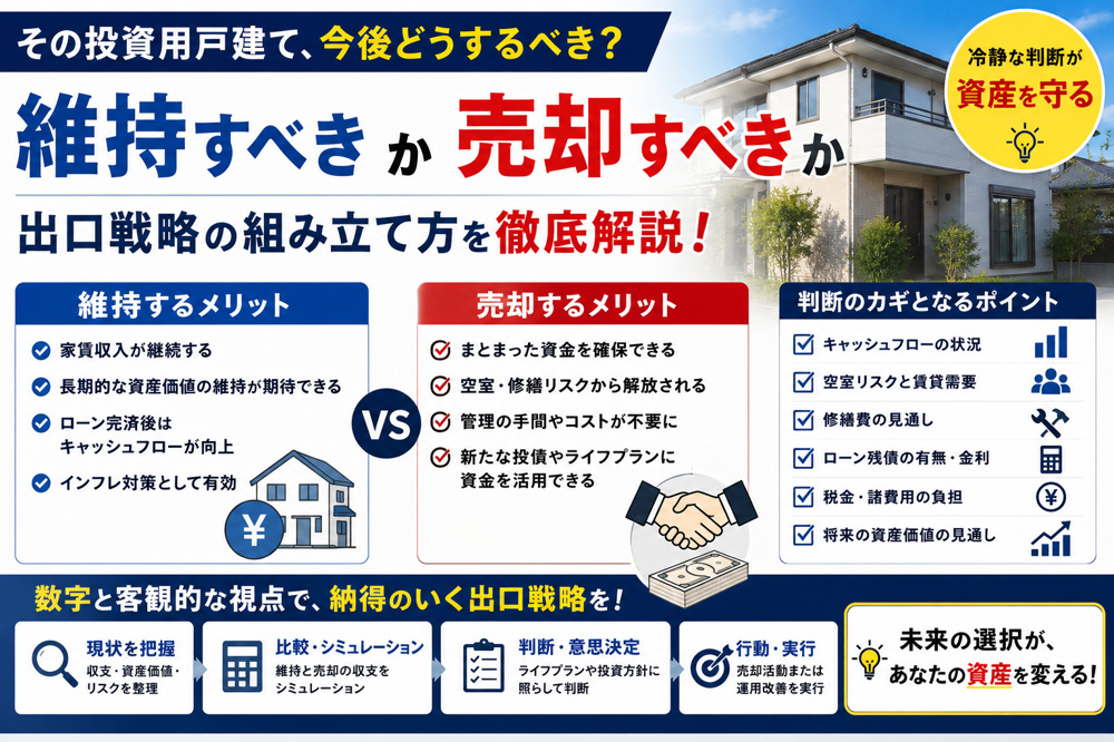 戸建て投資の売却か維持か迷う方へ？出口戦略を比較して判断材料を整理するの画像
