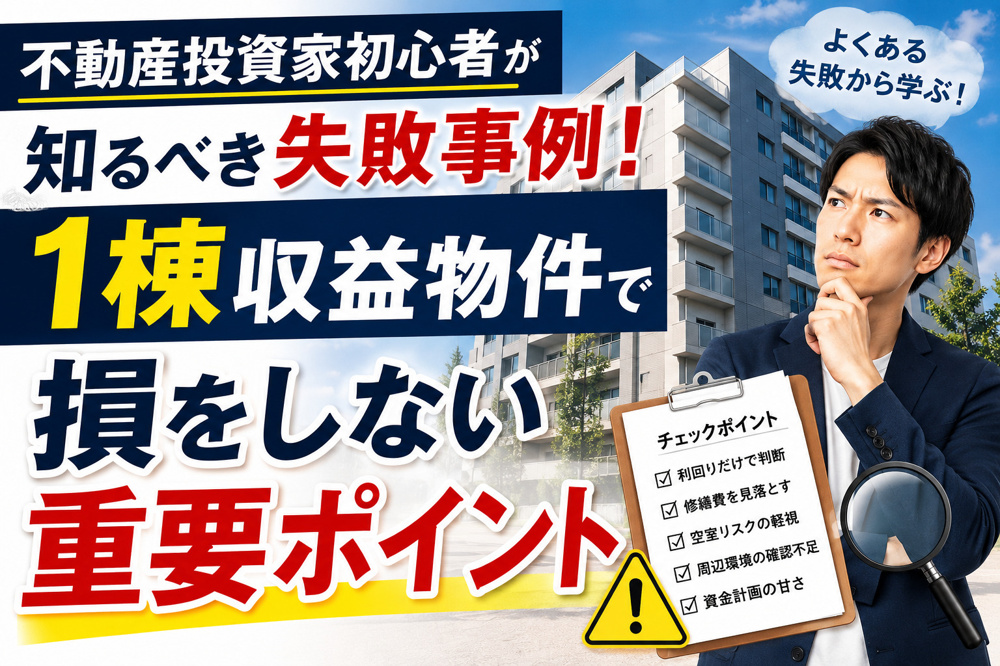 不動産投資家初心者が知るべき失敗事例！1棟収益物件で損をしない重要ポイントの画像