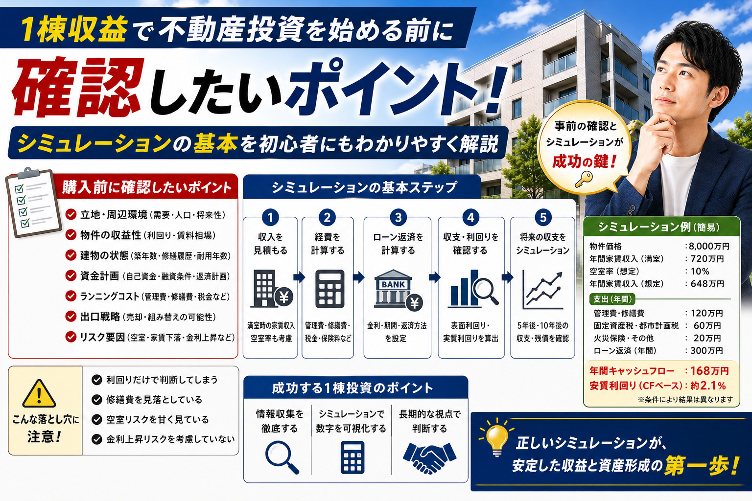 1棟収益で不動産投資を始める前に確認したいポイント！シミュレーションの基本を初心者にもわかりやすく解説の画像