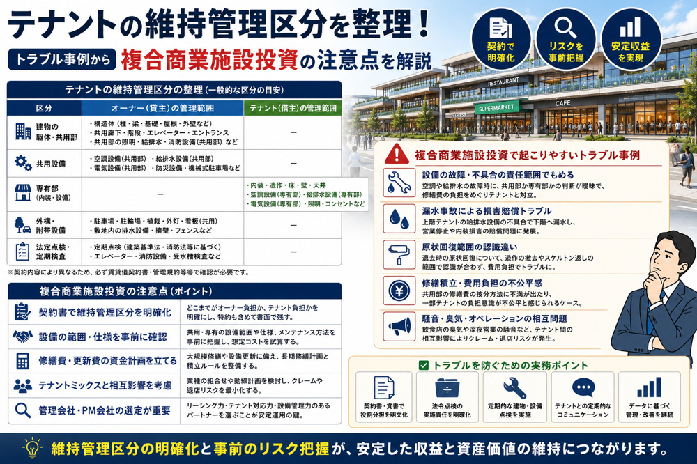 テナントの維持管理区分を整理！トラブル事例から複合商業施設投資の注意点を解説の画像