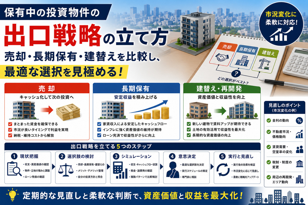 不動産投資家必見の投資物件の出口戦略！保有中物件の出口戦略の立て方を解説の画像