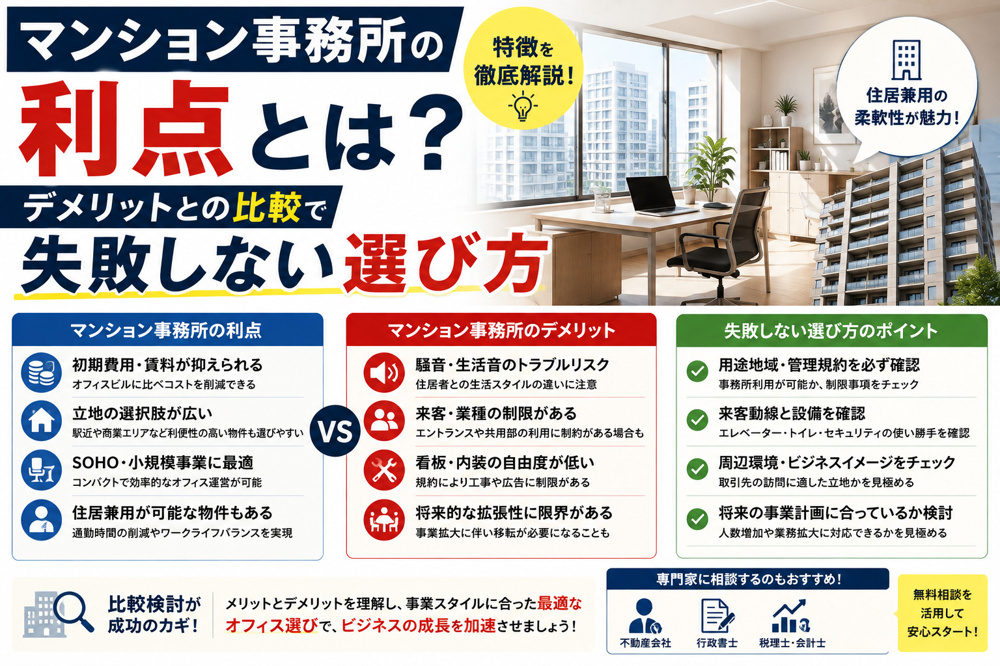 マンション事務所の利点とは？デメリットとの比較で失敗しない選び方の画像