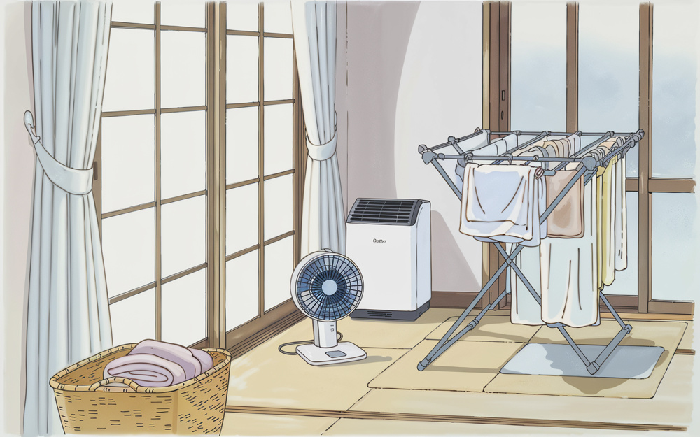 上手な部屋干しで早く乾く方法！扇風機活用で洗濯物を効率よく乾かすコツの画像