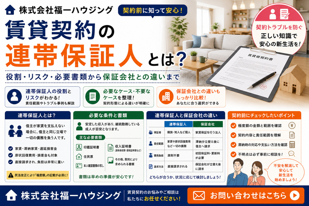 賃貸連帯保証人の役割とは？賃貸契約連帯保証人と連帯保証人条件を詳しく解説の画像