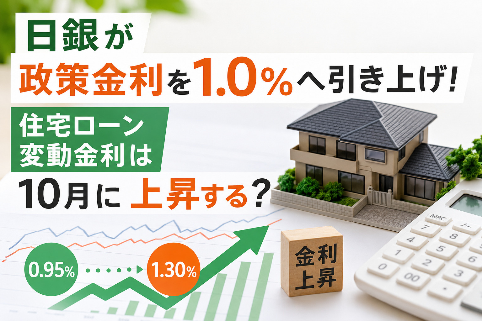 日銀が政策金利を1.0％へ引き上げ！住宅ローン変動金利は10月に上昇する？の画像