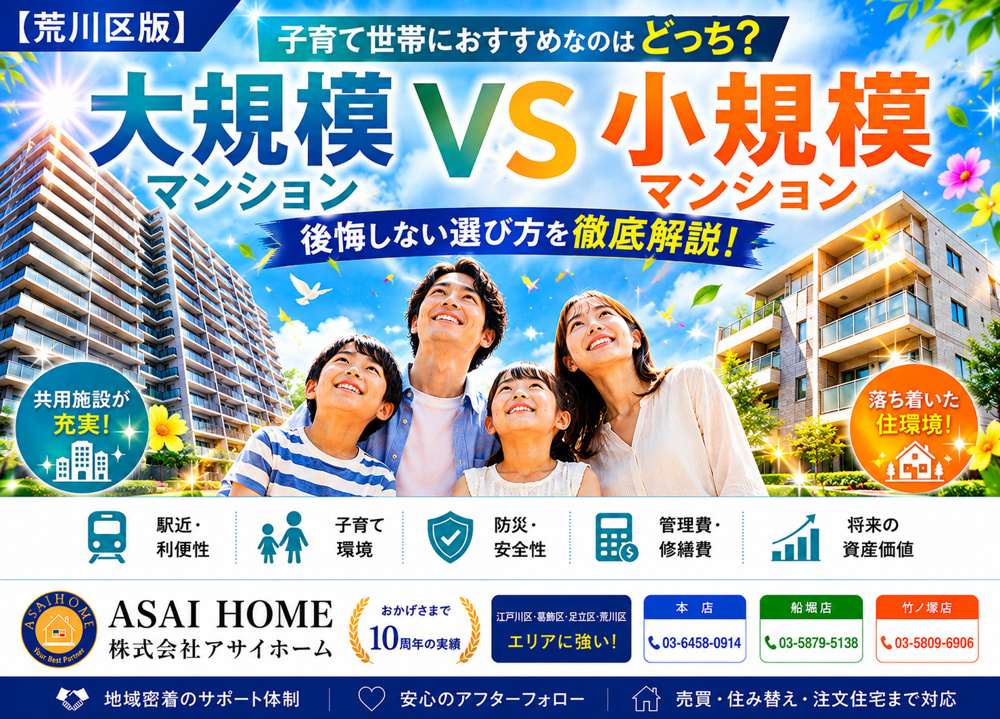 【荒川区版】大規模マンションVS小規模マンション！子育て世帯におすすめなのはどっち？の画像