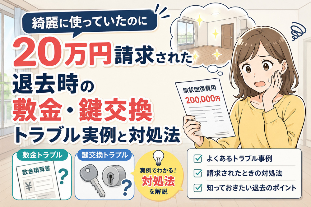 「綺麗に使っていたのに20万円請求された」退去時の敷金・鍵交換トラブル実例と対処法の画像