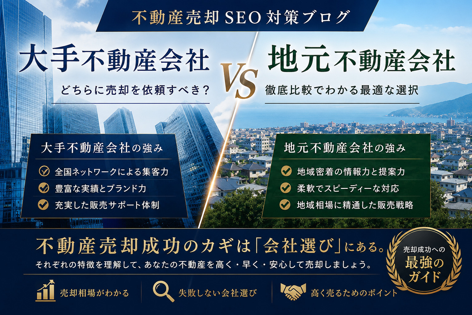 不動産売却は大手不動産会社と地元不動産会社どっちがいい？ 違い・メリット・デメリット・失敗しない選び方をわかりやすく解説の画像