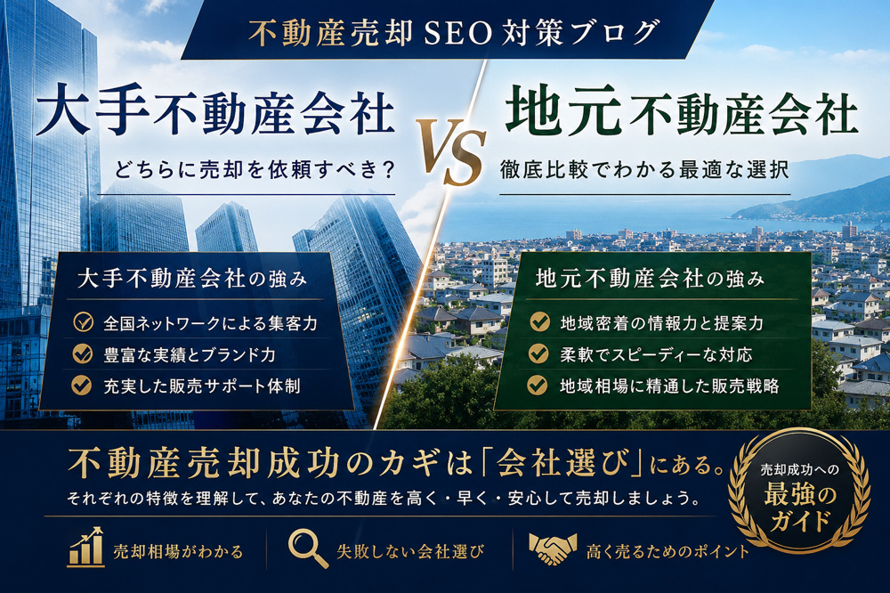 不動産売却は大手不動産会社と地元不動産会社どっちがいい？ 違い・メリット・デメリット・失敗しない選び方をわかりやすく解説の画像