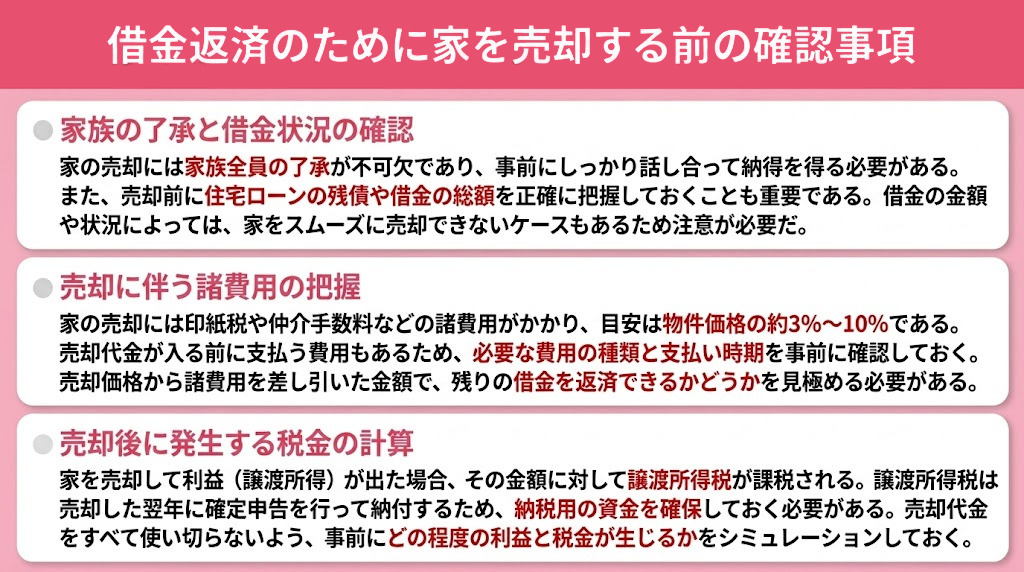 借金返済のために家を売却する前の確認事項